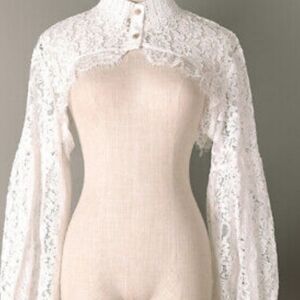 Women Lace Fake Collar Cropped Long Sleeve Lapel Hollow Out Half Shirt Blouse